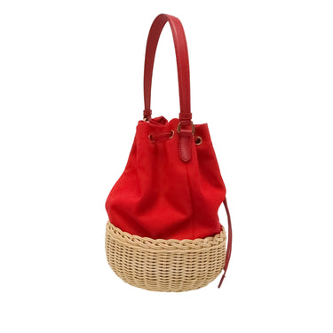 Red Prada Midollino and Canapa Bucket Bag - Designer Revival