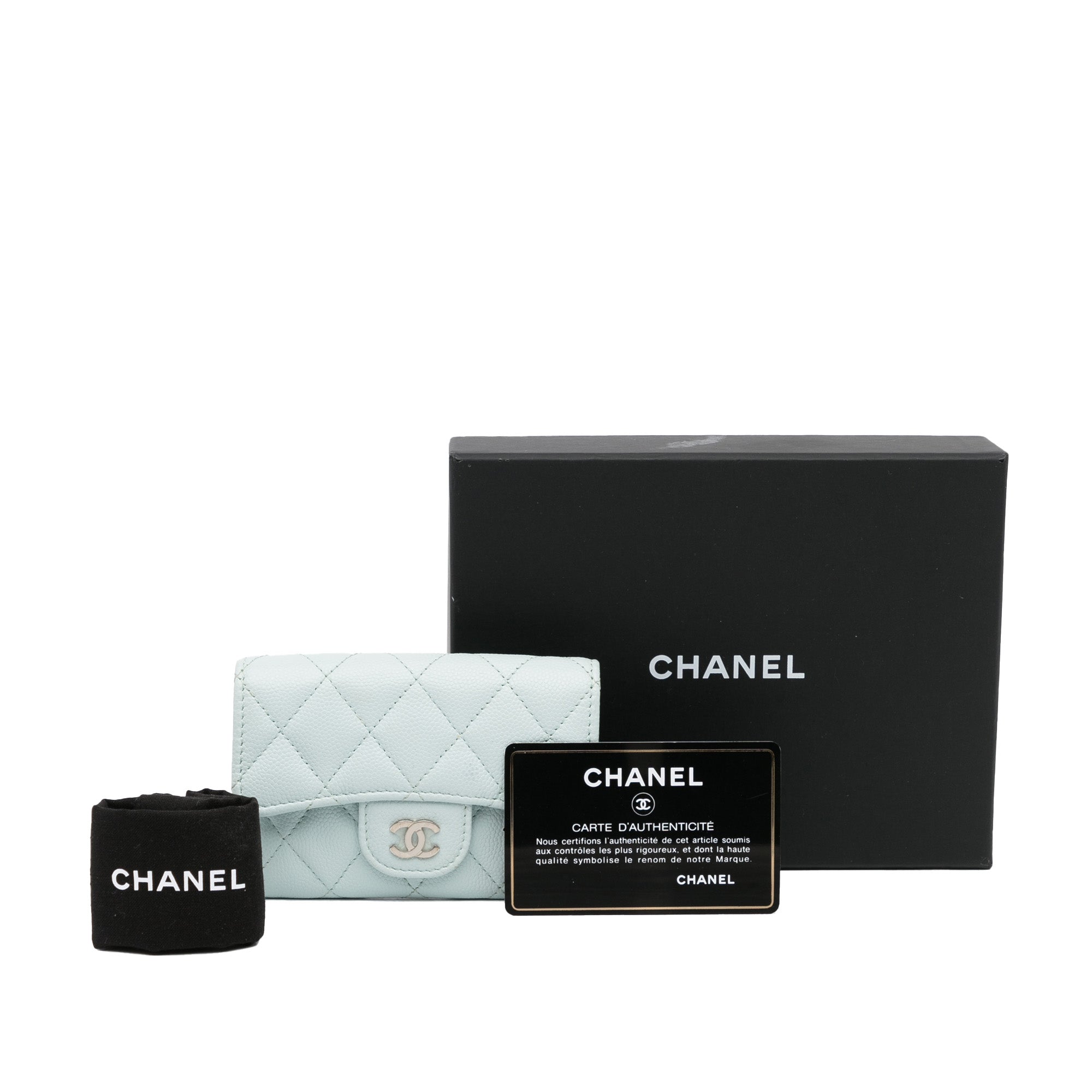 Blue Chanel Classic Caviar Card Holder