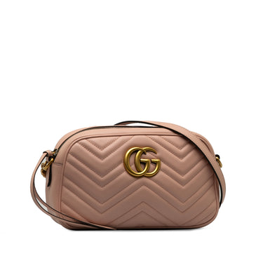 Pink Gucci Small GG Marmont Matelasse Crossbody - Designer Revival