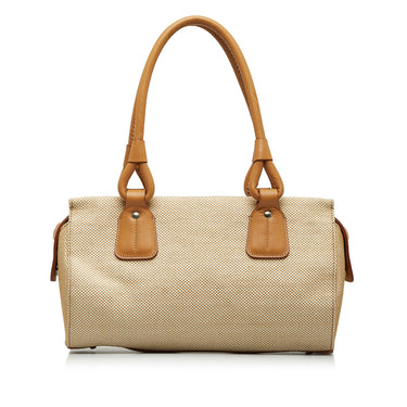 Beige Burberry Weaved Canvas Handbag - Designer Revival