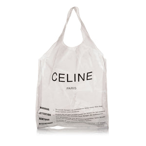 White Celine PVC Shopping Tote Bag
