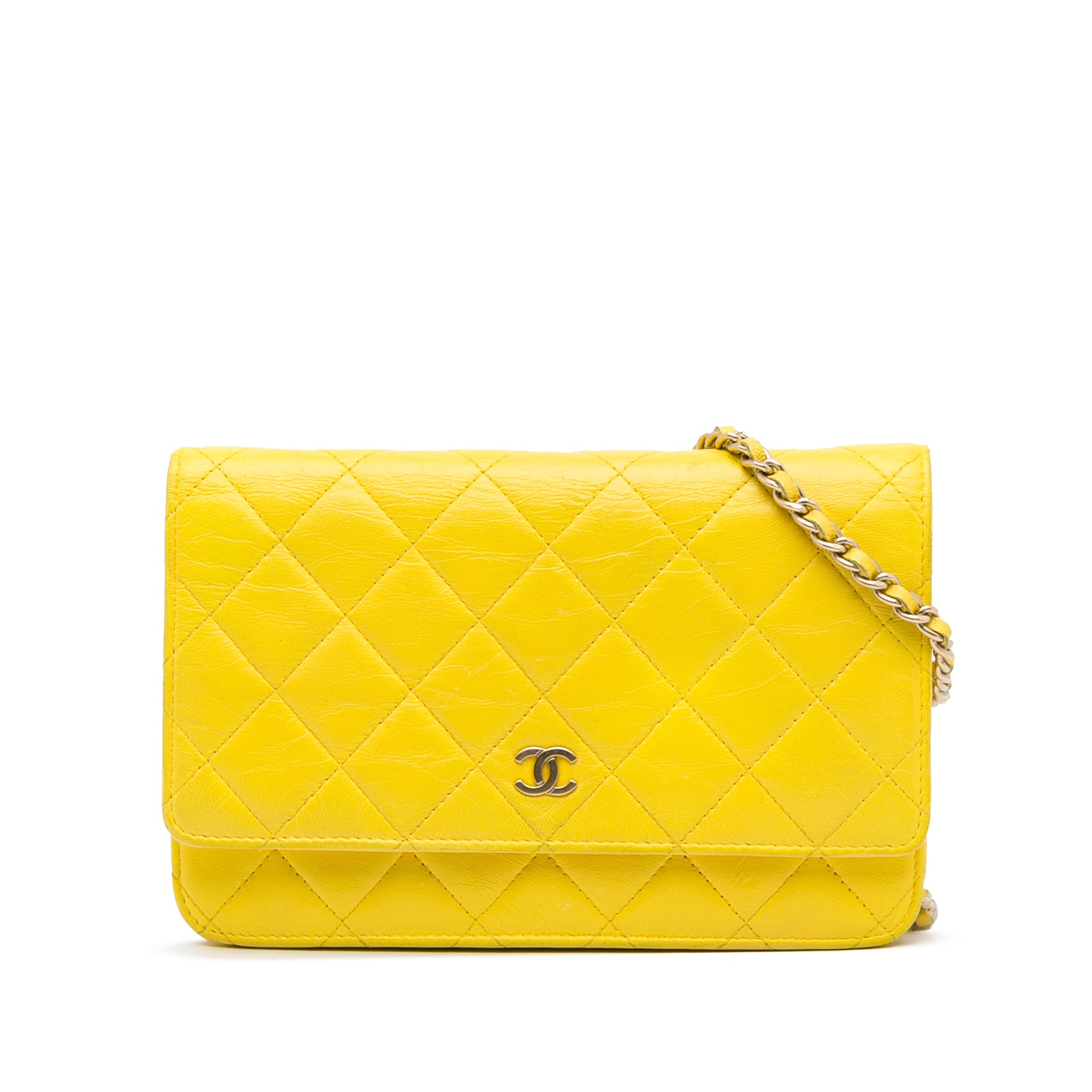 Bolso de mano Chanel Mini Timeless en piedras de fantasía degradadas azules, Yellow Chanel Classic Wallet on Chain Crossbody Bag