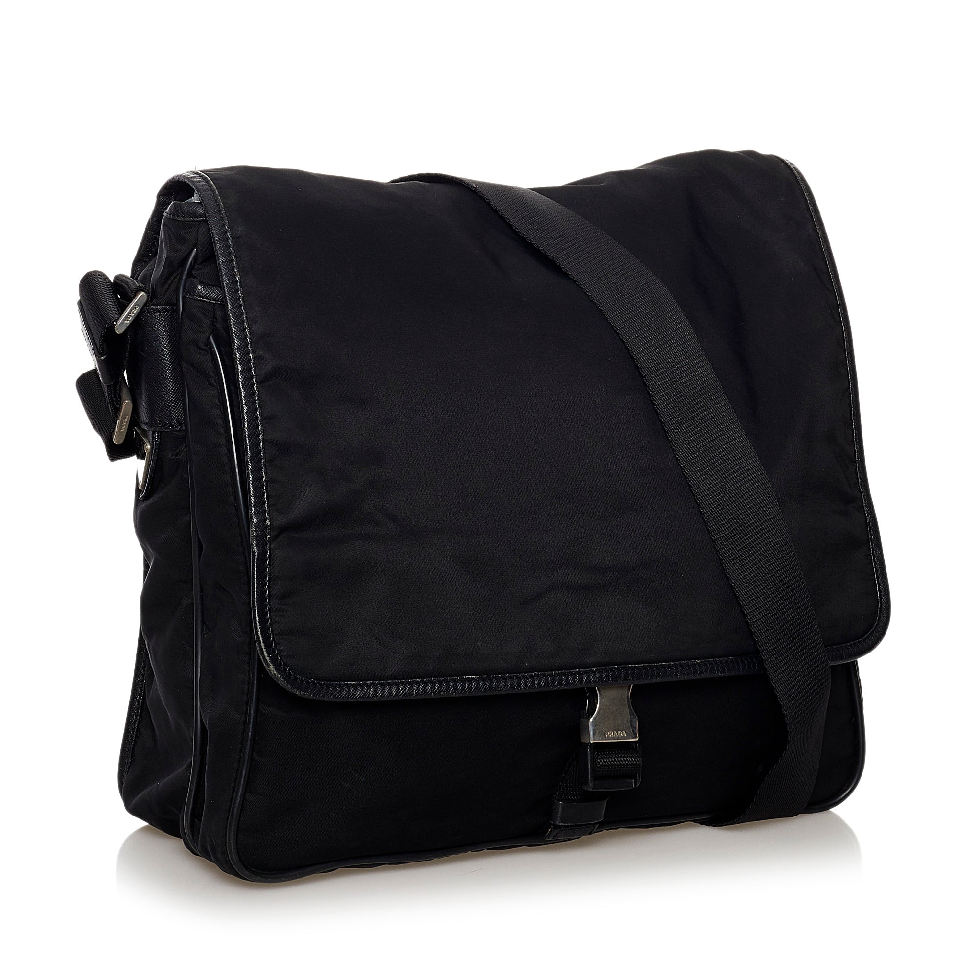 Black Prada Nylon Messenger Bag – Designer Revival