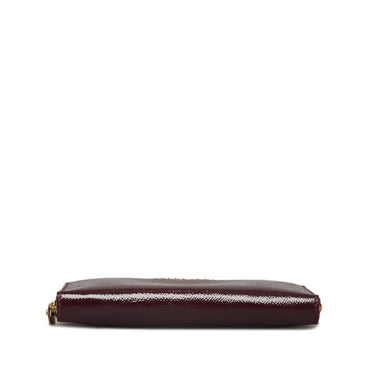 Red Burberry Leather Long Wallet - Designer Revival