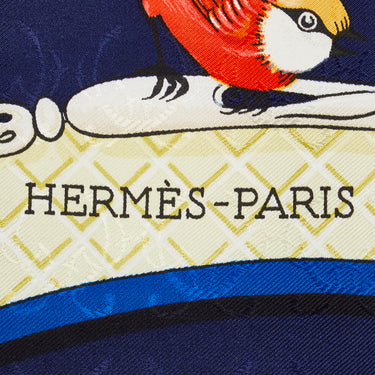 Blue Hermes La Cle des Champs Silk Scarf Scarves - Designer Revival