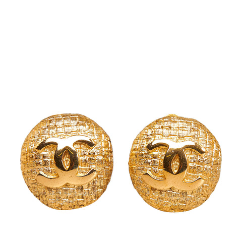Gold Chanel CC Clip  on Earrings - AmaflightschoolShops Revival