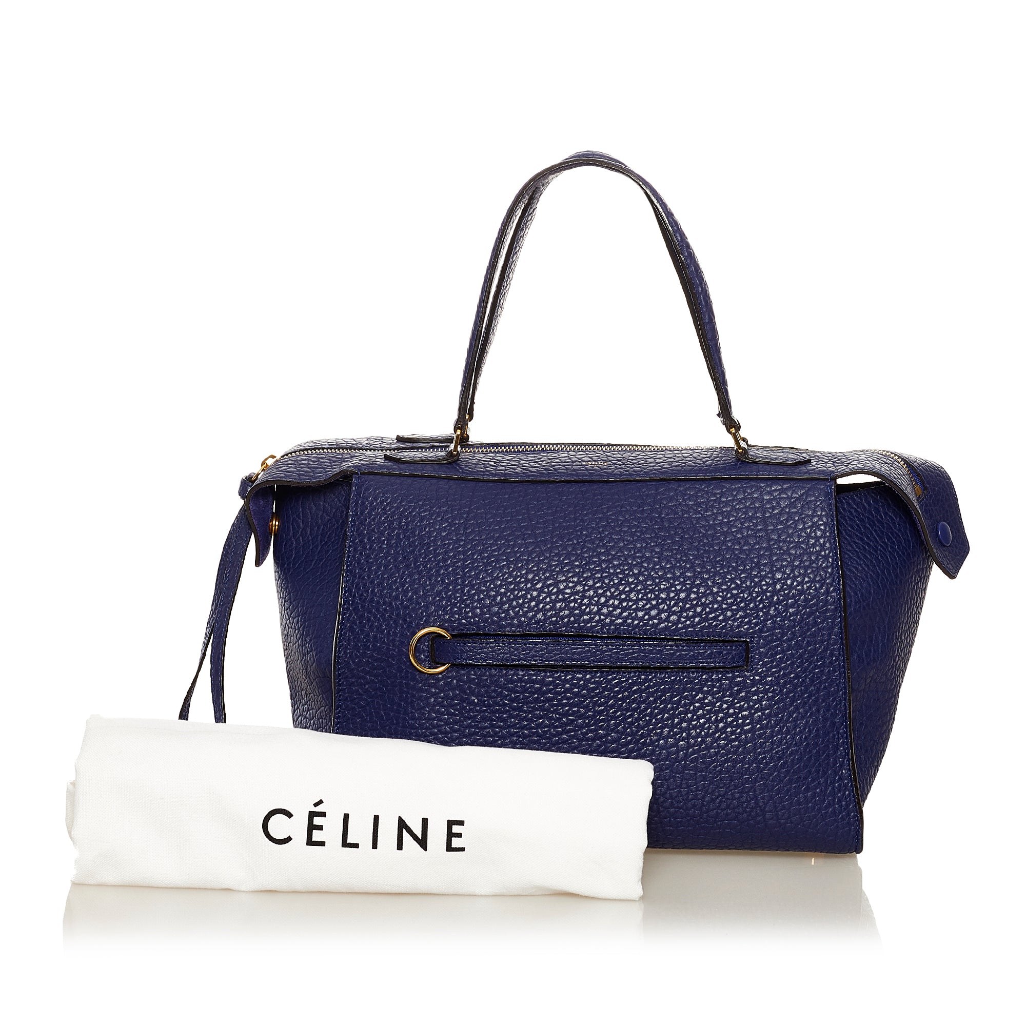 CELINE ring bag Leather Hand bag Blue Celine