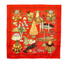 Red Hermes Gastronomie Printed Silk Scarf Scarves