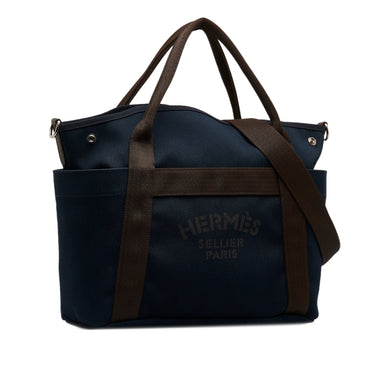 Blue Hermes Sac de Pansage Grooming Bag Satchel