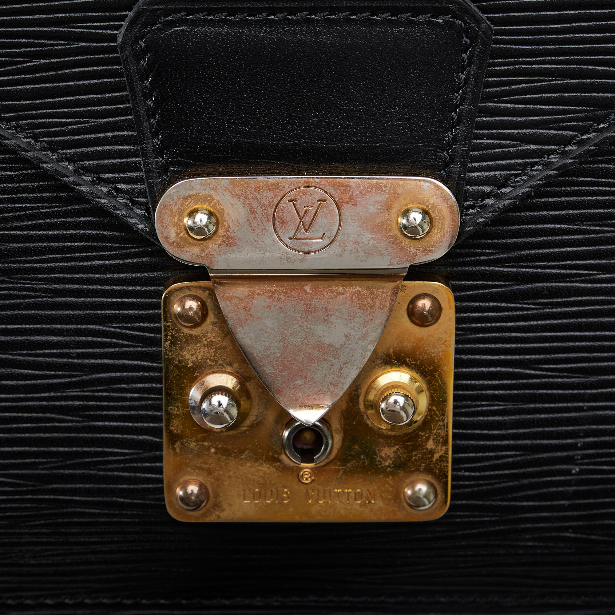 Louis Vuitton Monceau Black EPI Leather Silver 2 Way Hand Bag SR2009