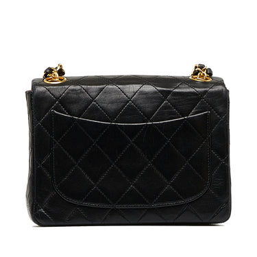 Black Chanel Mini Classic Lambskin Square Flap Handbag - Designer Revival