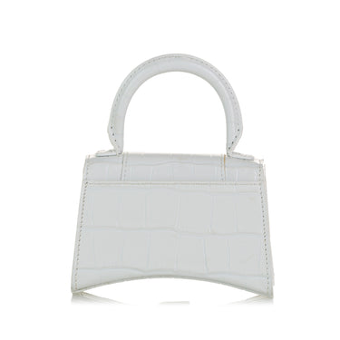 White Balenciaga Embossed Hourglass Mini - Designer Revival