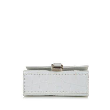 White Balenciaga Embossed Hourglass Mini Satchel - Designer Revival