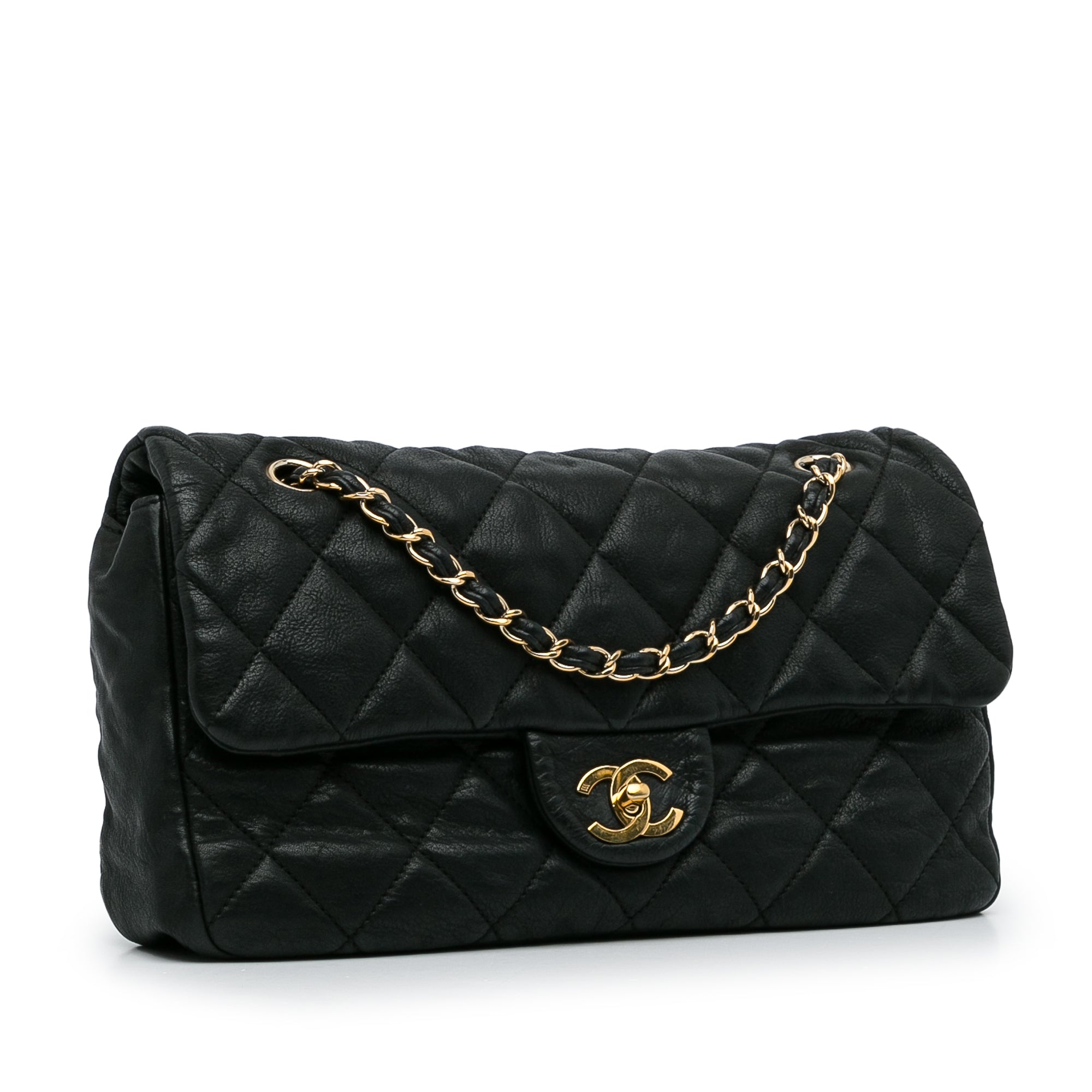 Black Chanel Medium Classic Lambskin Single Flap Shoulder Bag