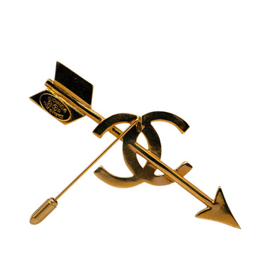 Gold Chanel CC Arrow Brooch - Designer Revival