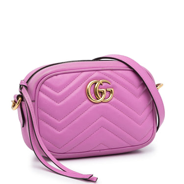 Pink Gucci Mini GG Marmont Matelasse Crossbody - Designer Revival