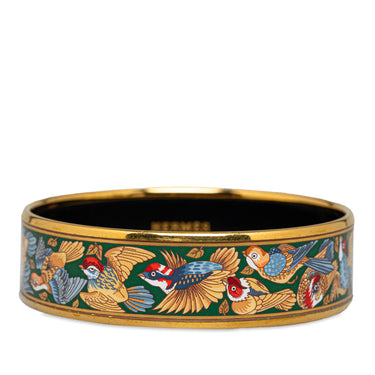 Gold Hermes Wide Enamel Bangle Costume Bracelet - Designer Revival