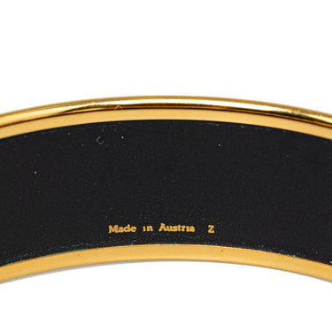 Gold Hermes Wide Enamel Bangle Costume Bracelet - Designer Revival
