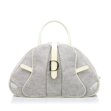 Gray Dior Double Saddle Bowler Handbag - Designer Revival