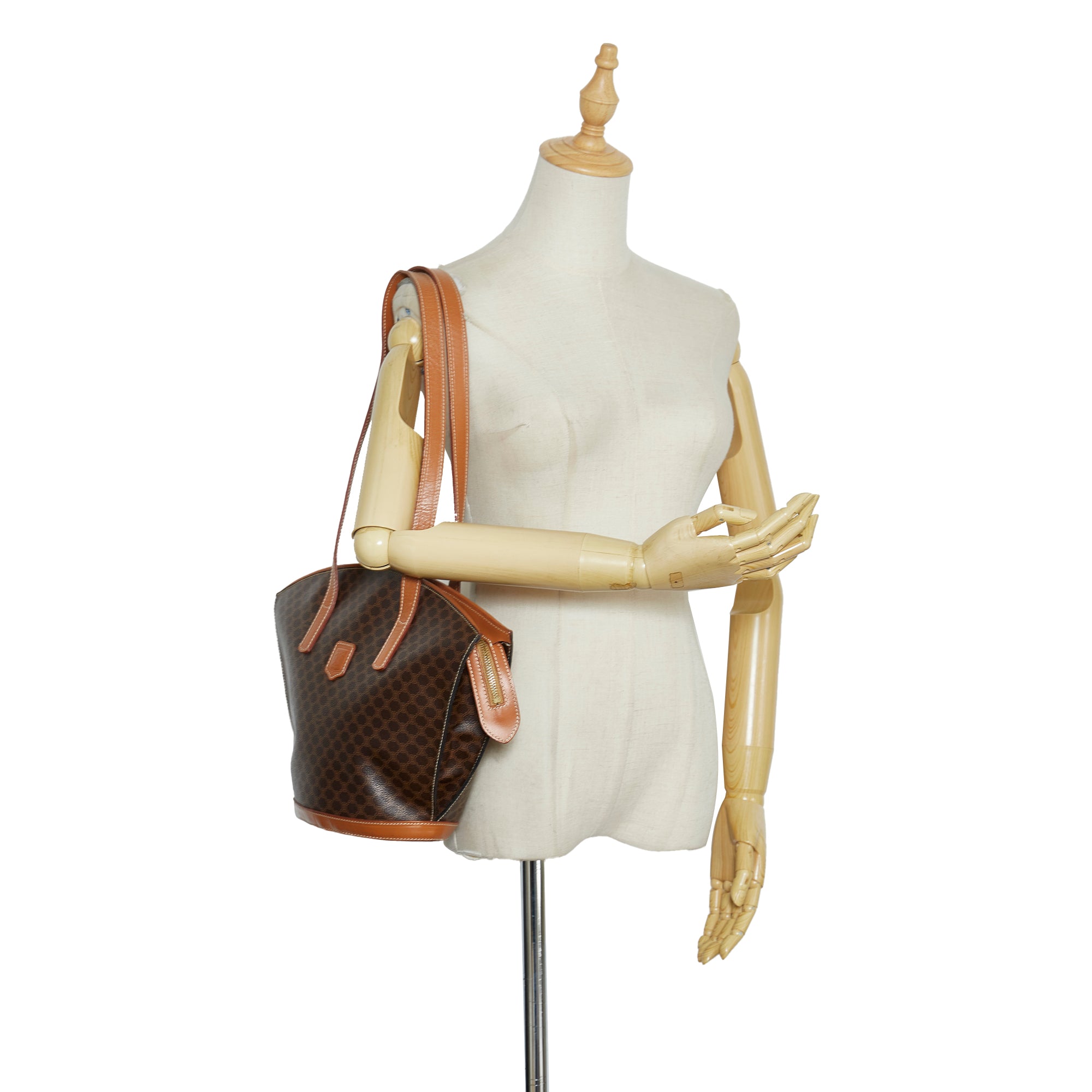 Brown Celine Macadam Shoulder Bag