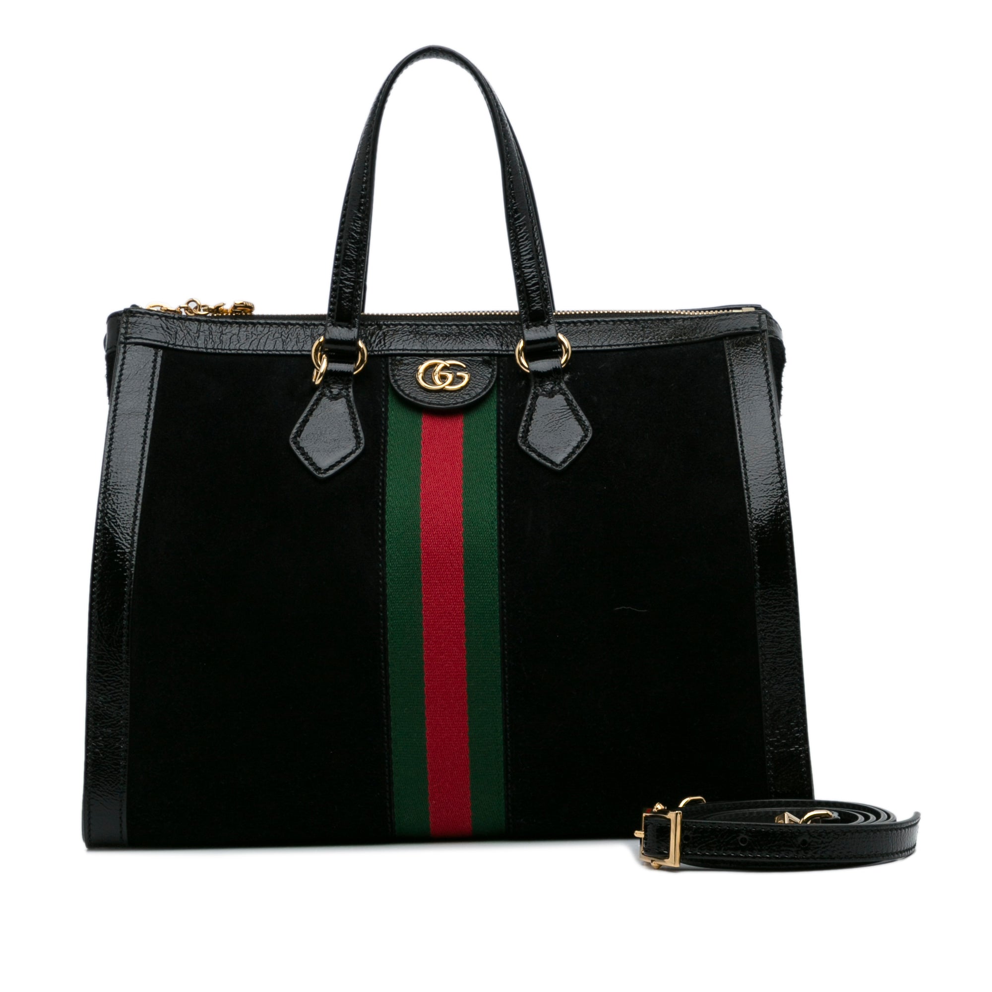 Gucci Black Canvas and Perforated Leather Reins Hobo
