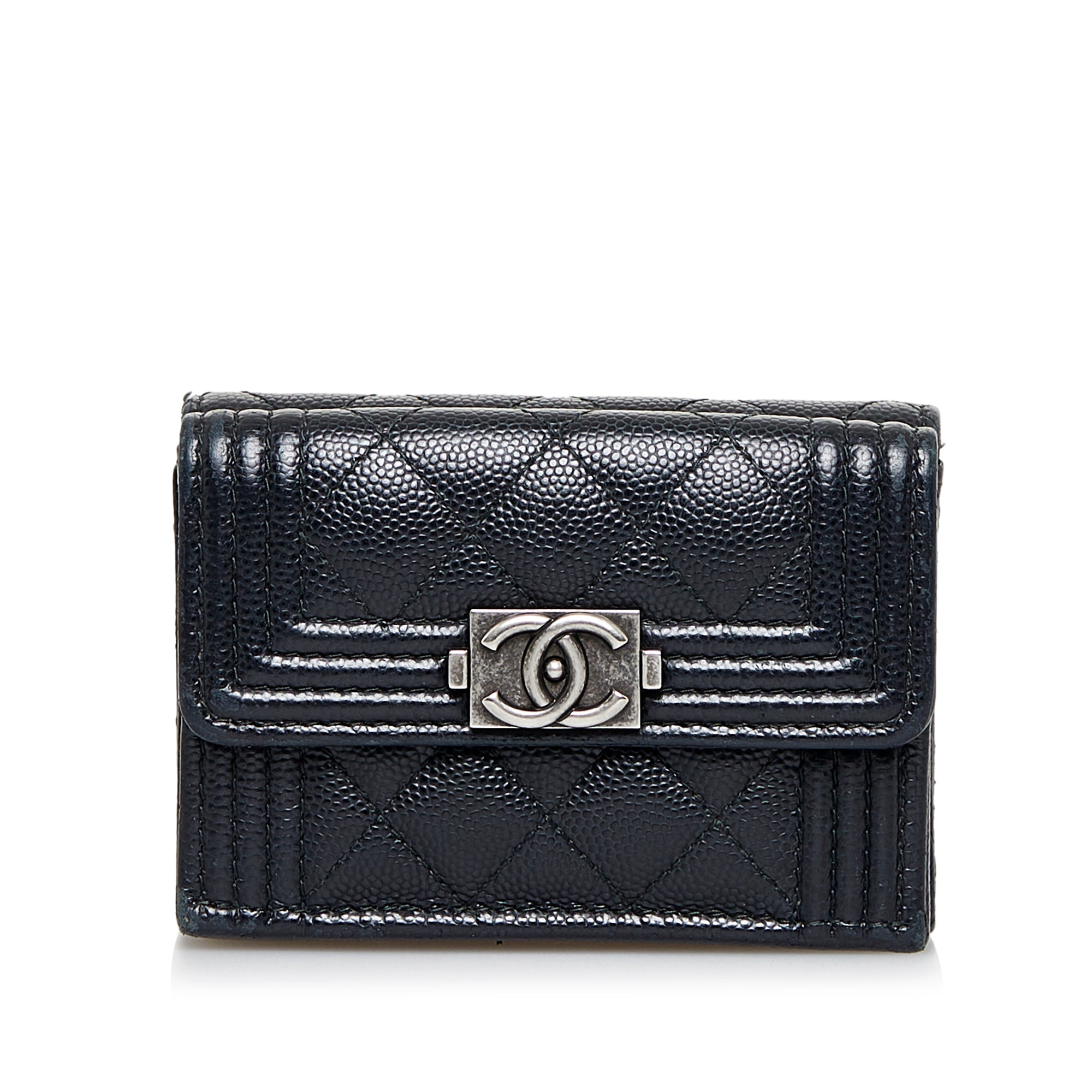Chanel Trifold Small Wallet in Black Caviar LGHW  Brands Lover