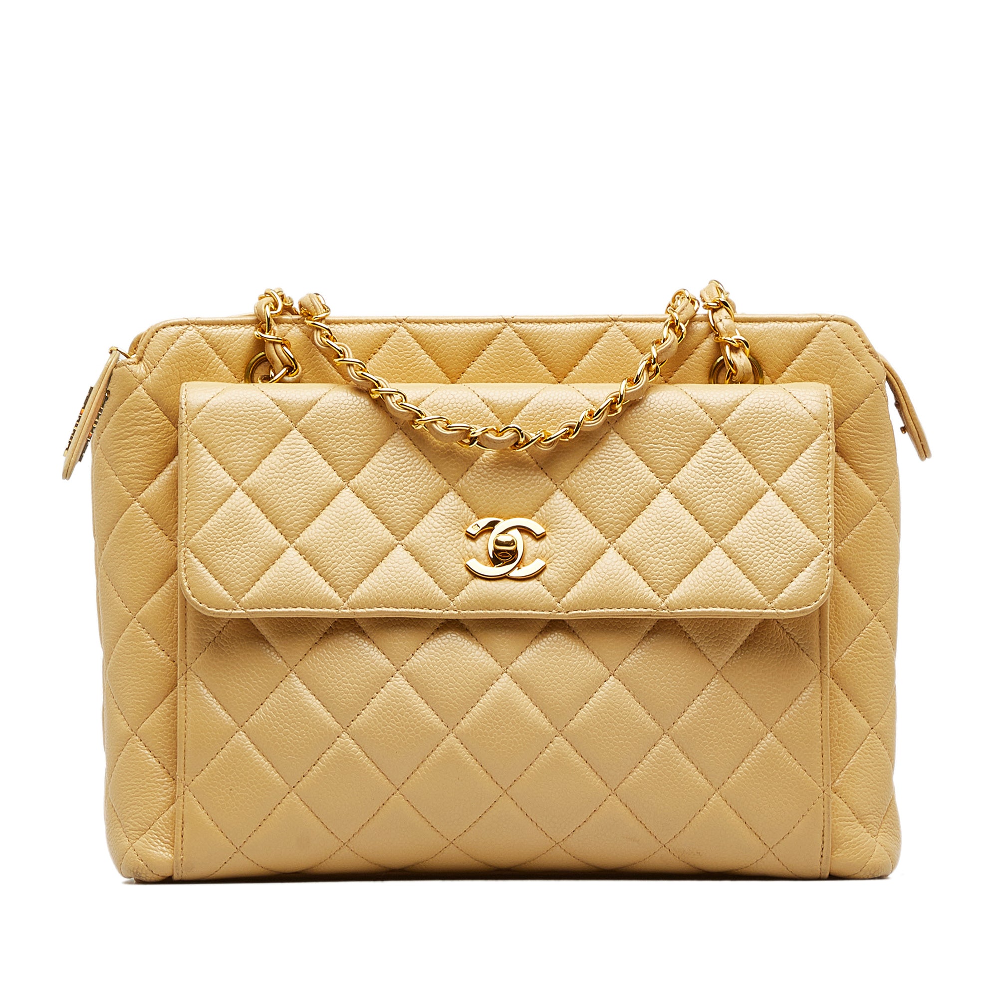 Yellow Chanel Caviar Front Pocket Shoulder Bag – Designer Revival