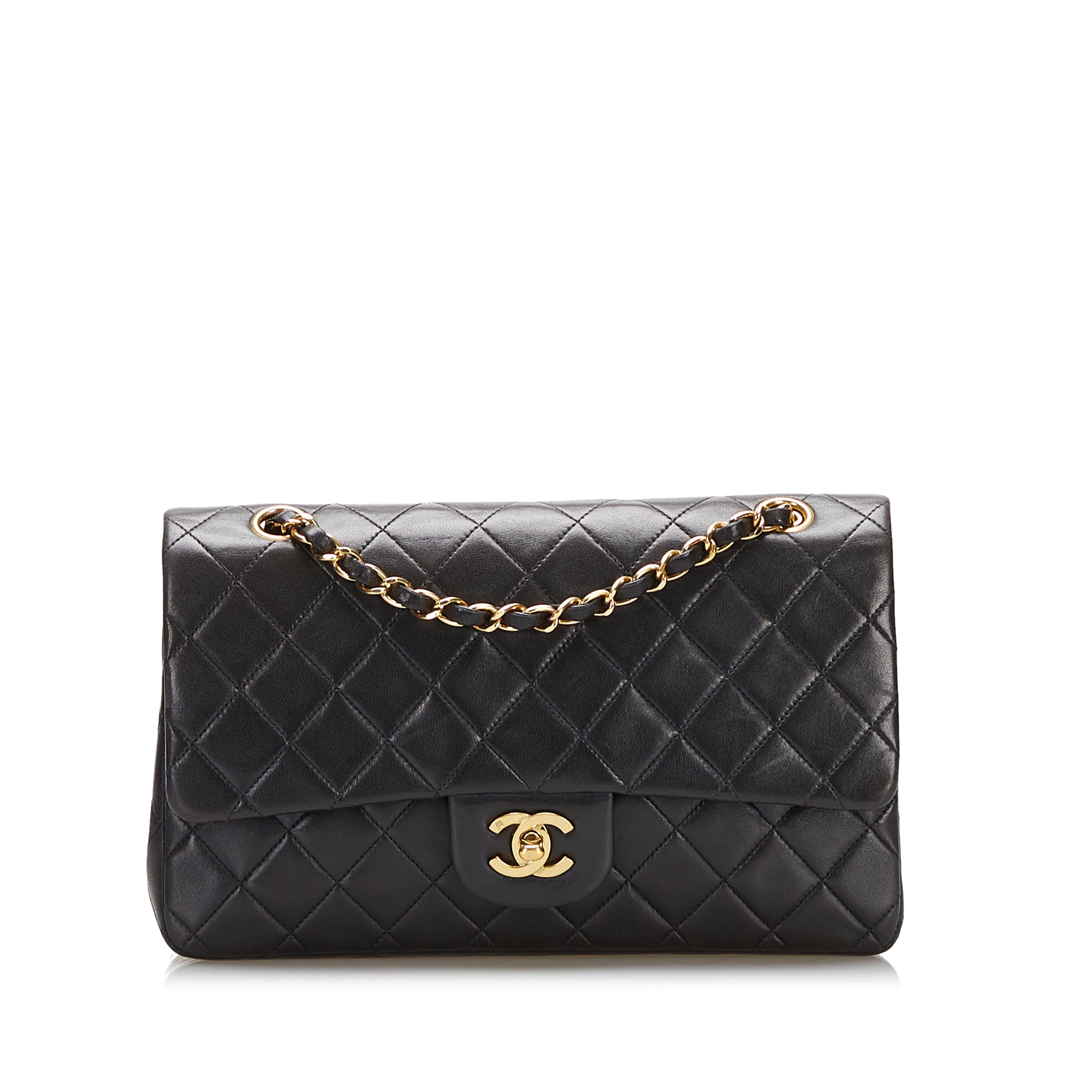 Black Chanel Medium Classic Lambskin Double Flap Shoulder Bag – Designer  Revival