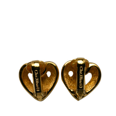 Gold Dior Heart Clip On Earrings - Designer Revival