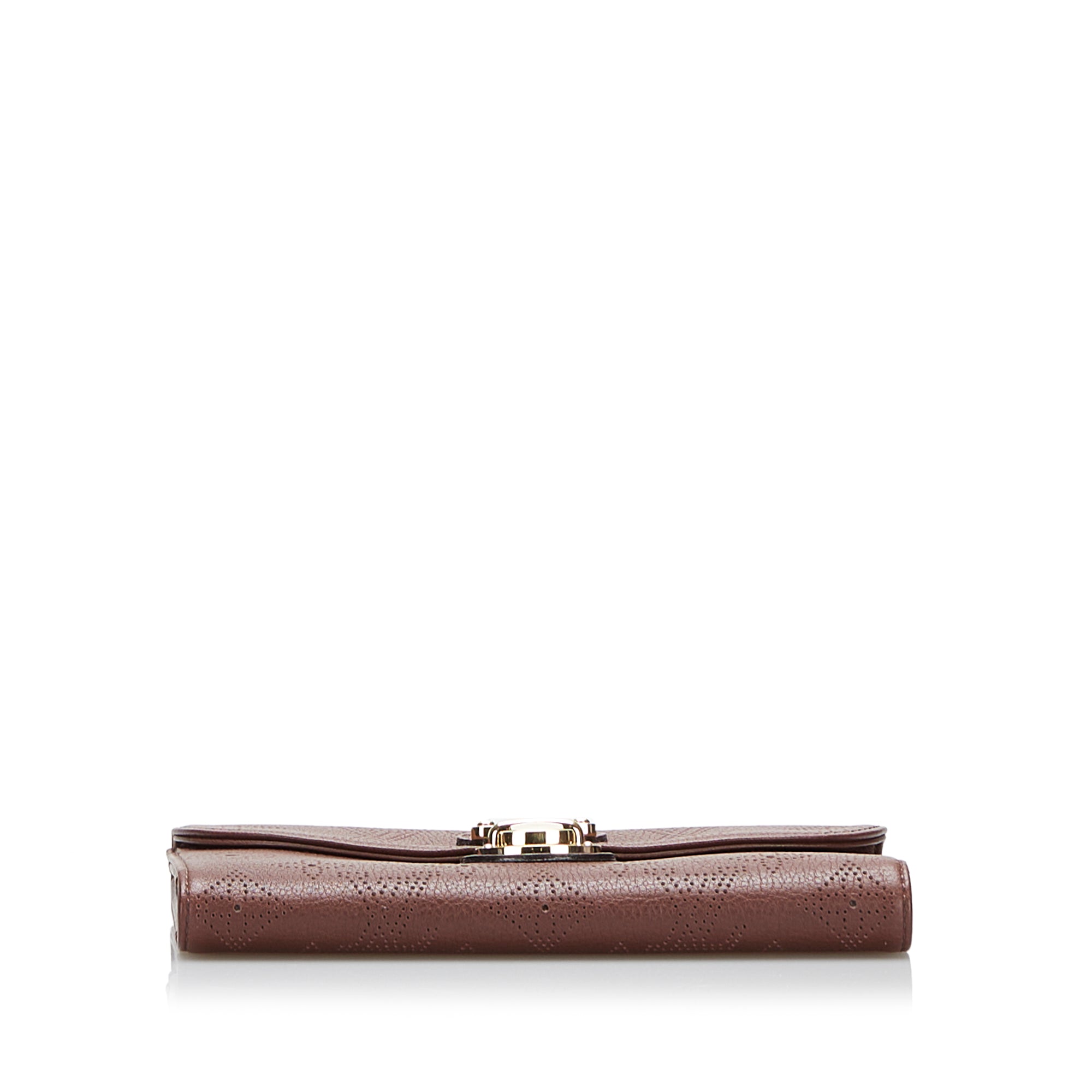 Louis Vuitton, Bags, Authenticlouis Vuitton Dark Brown Monogram Mahina  Leather Amelia Wallet