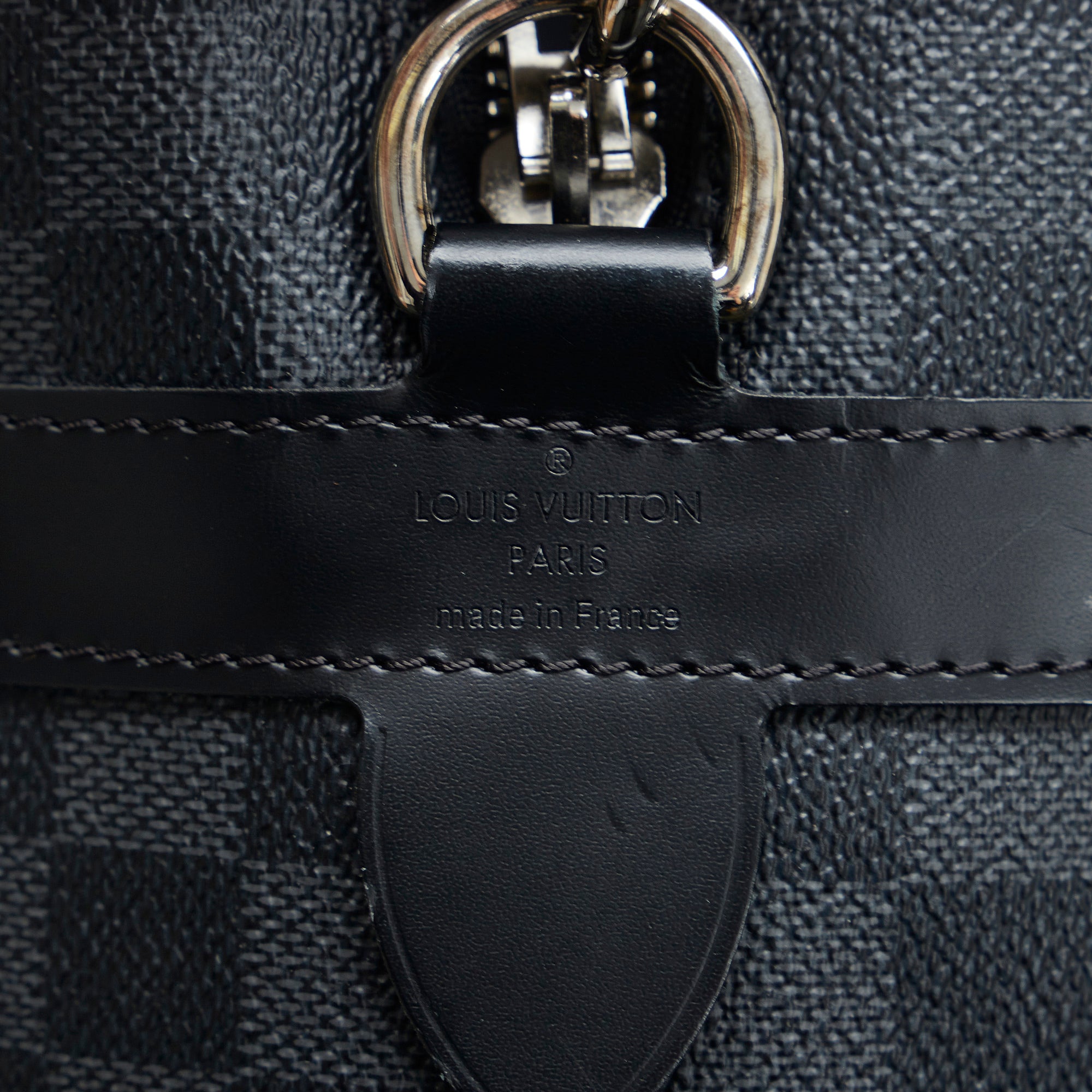 Authenticated Louis Vuitton Damier Graphite Porte Documents Voyage PM Black