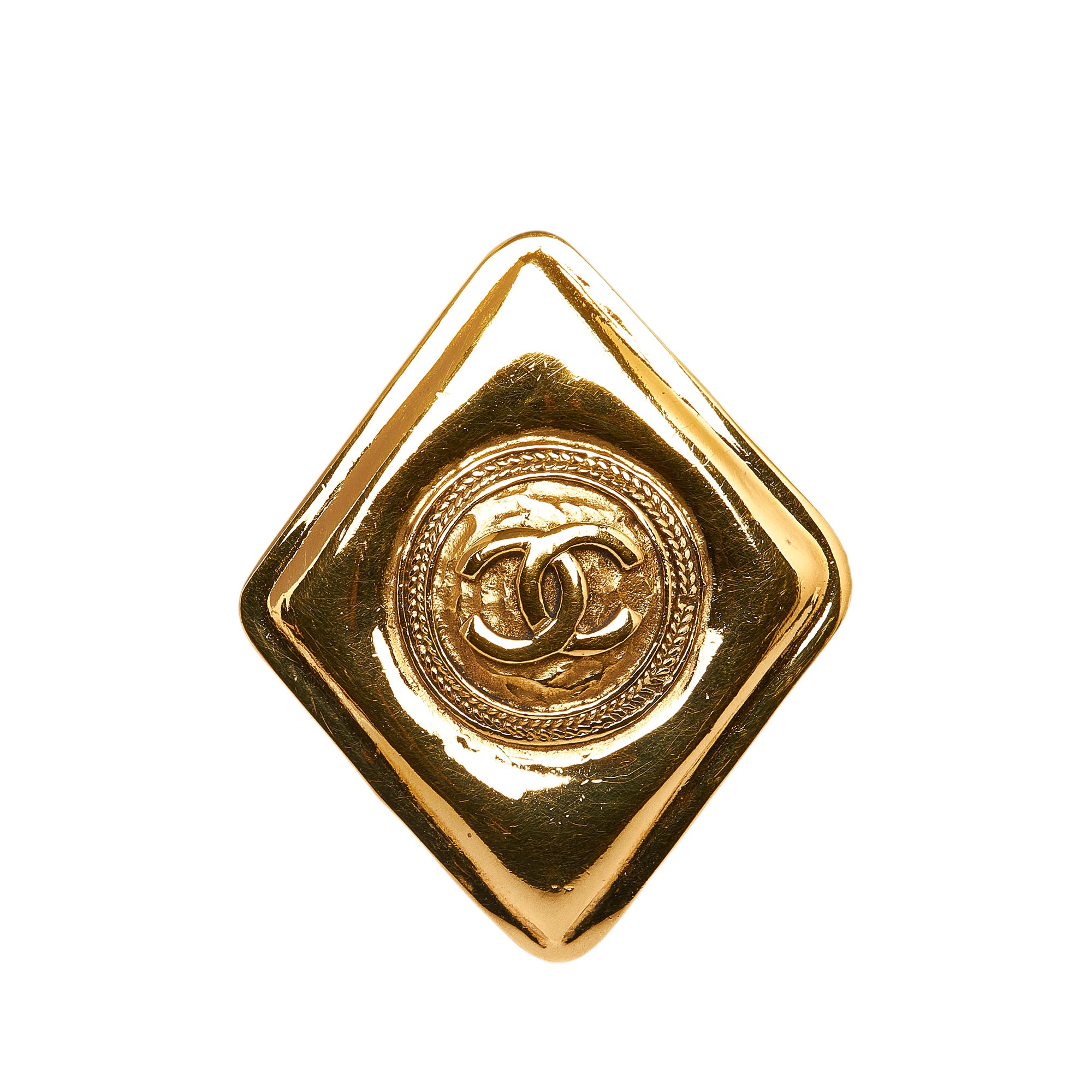 Chanel CC Logo Chain Brooch Gold