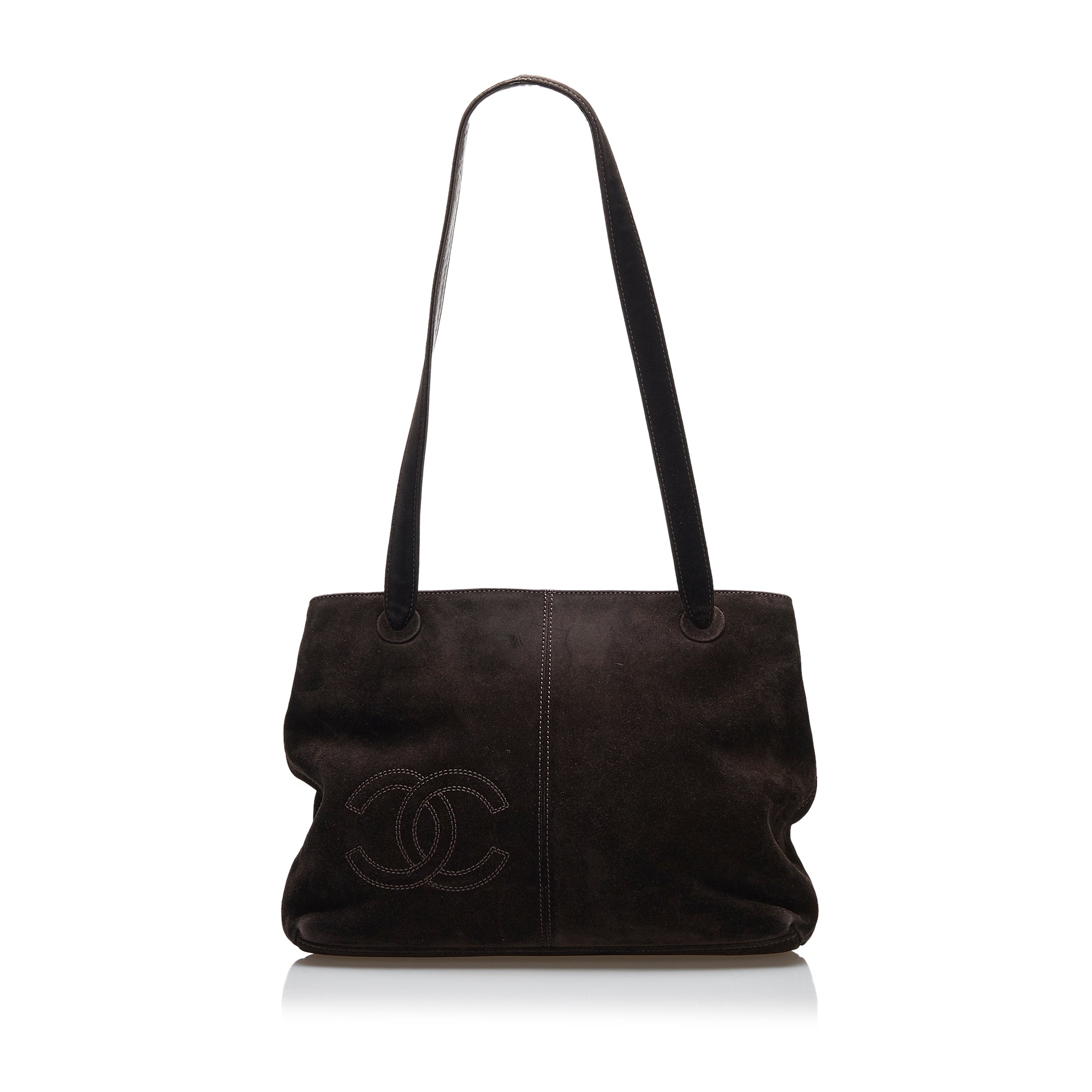 Brown Chanel CC Suede Tote