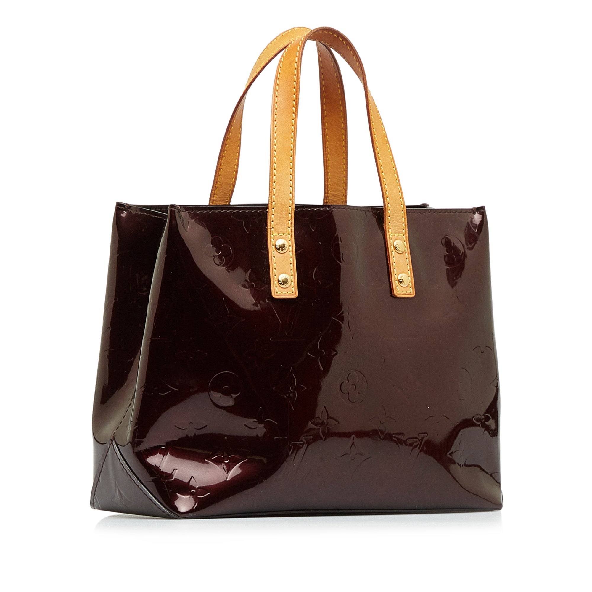 Louis Vuitton Reade Shoulder Bag PM Beige Leather Monogram Vernis