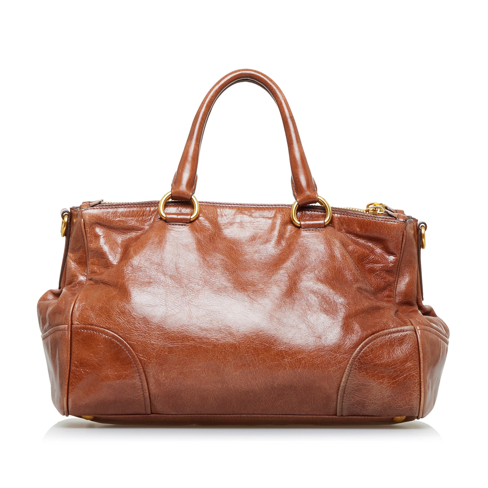 Brown Prada Vitello Shine Satchel