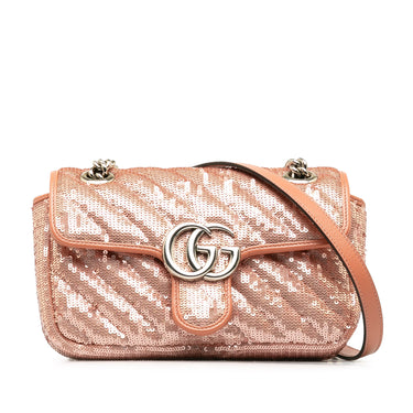 Pink Gucci Mini Sequin Marmont Matelasse Crossbody Bag - Designer Revival