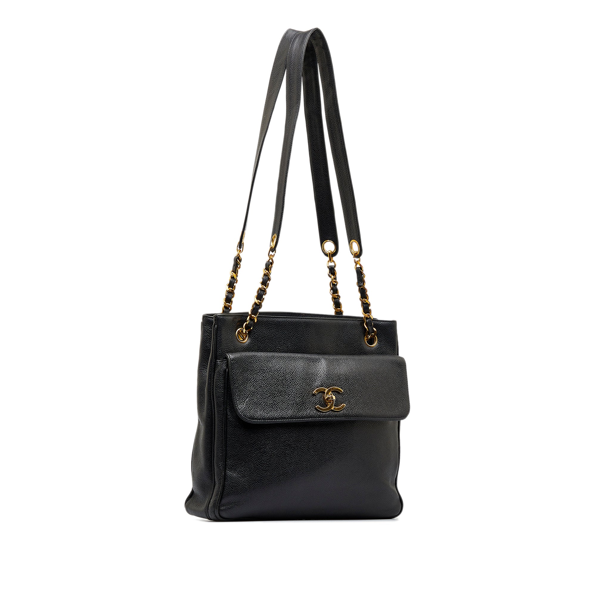 Black Chanel CC Caviar Leather Shoulder Bag
