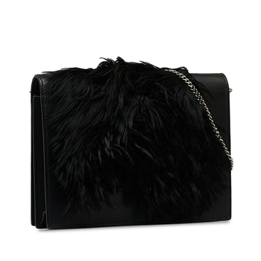 Black Celine Fur-Trim Frame Crossbody Bag - Designer Revival