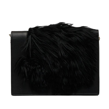 Black Celine Fur-Trim Frame Crossbody Bag - Designer Revival