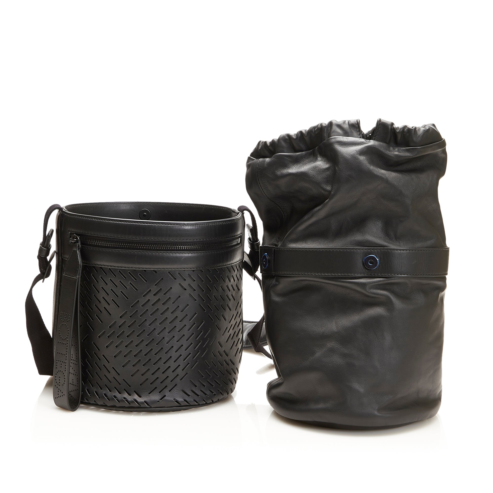Black Bottega Veneta Perforated Leather Paper Bucket Bag – Designer Revival