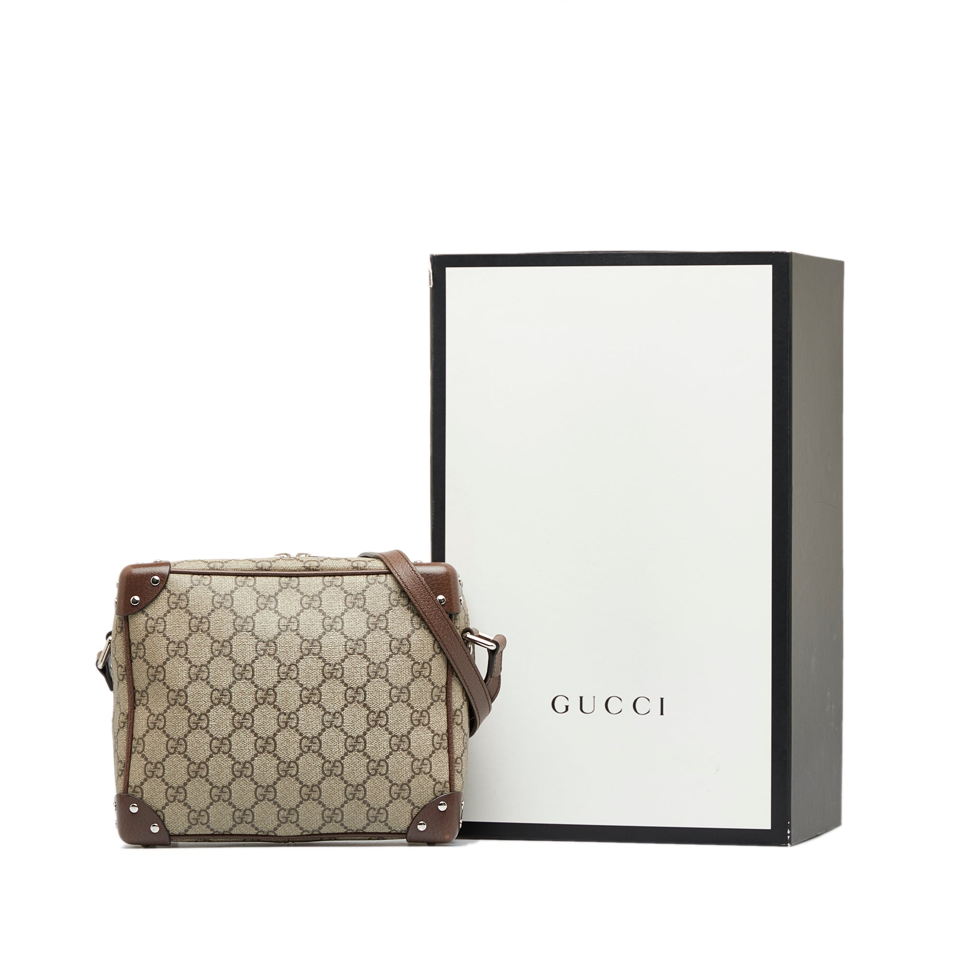 Gucci GG Supreme Monogram Canvas Shoulder Bag Beige 626363