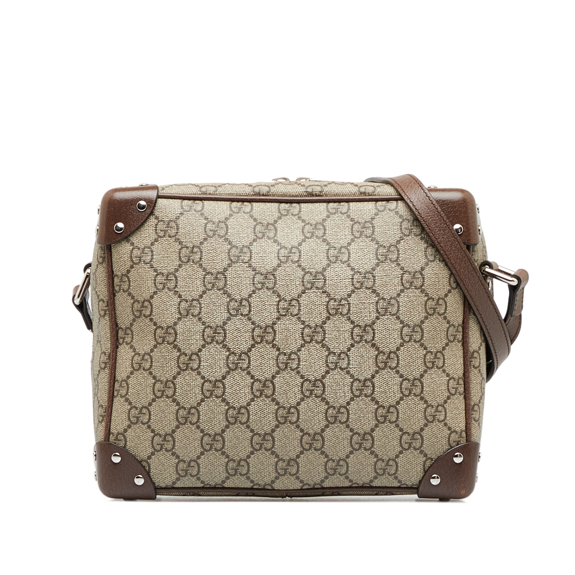 gucci hi top lace up sneaker with interlocking g details, Brown Gucci  Double G Braided Strap Leather Crossbody Bag