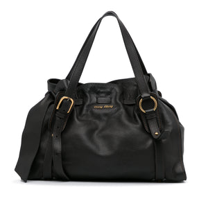 Black Miu Miu Leather Tote Bag