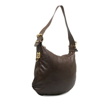Brown Fendi Leather Oyster Shoulder Bag - Designer Revival