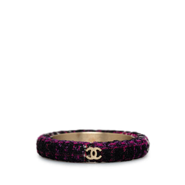 Purple Chanel Tweed CC Logo Bangle Bracelet - Designer Revival