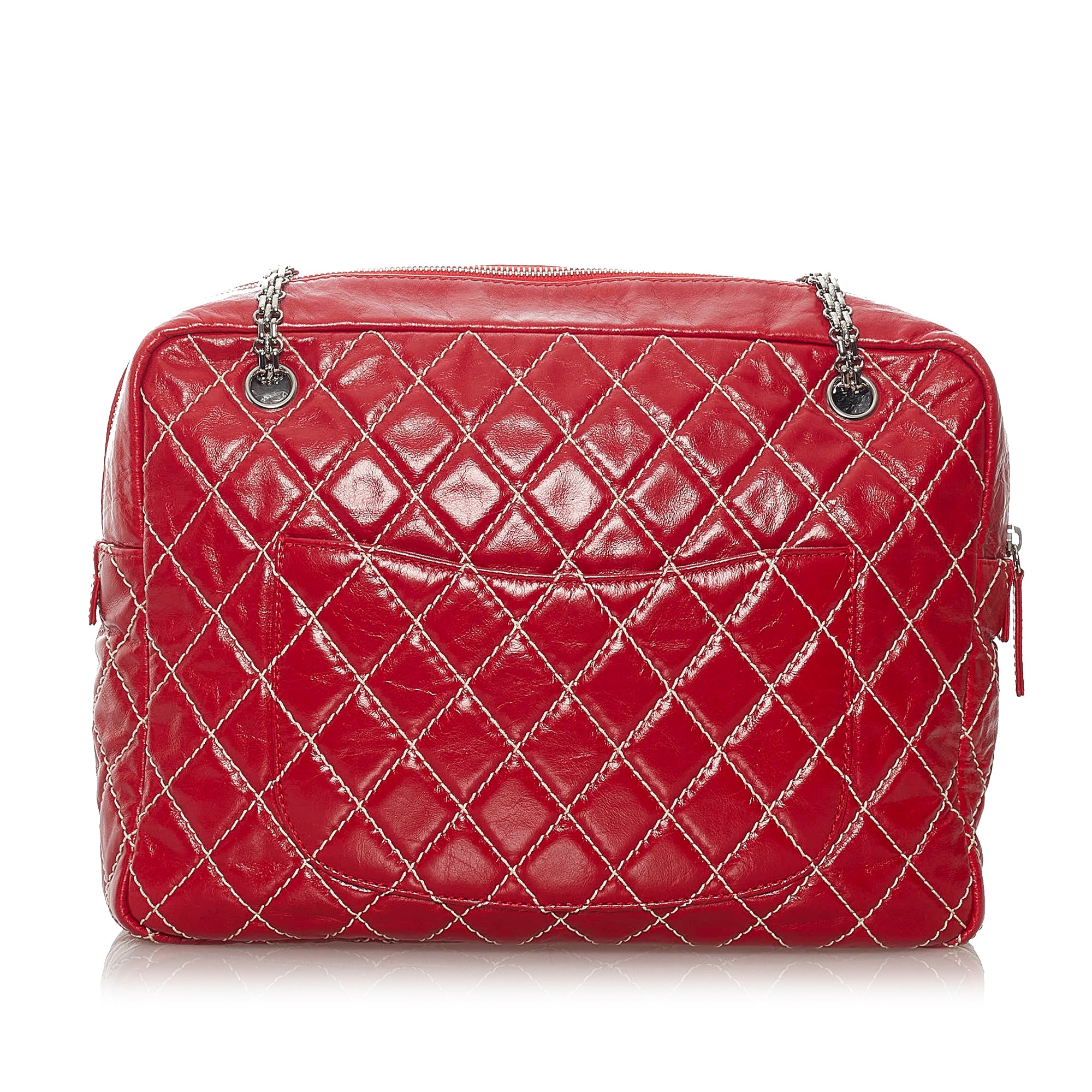 Red Chanel Large Quilted Lambskin Reissue Camera Bag