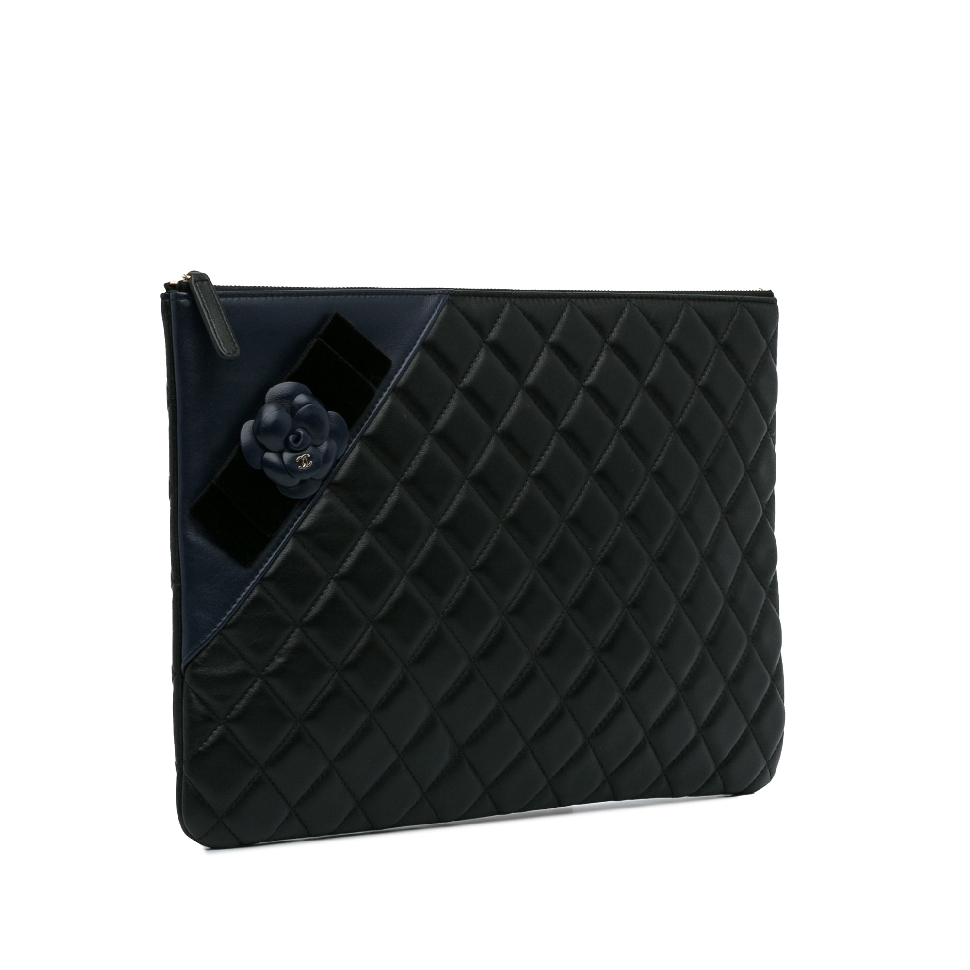 Black Chanel Large Quilted Camellia O-Case Pouch – Designer Revival