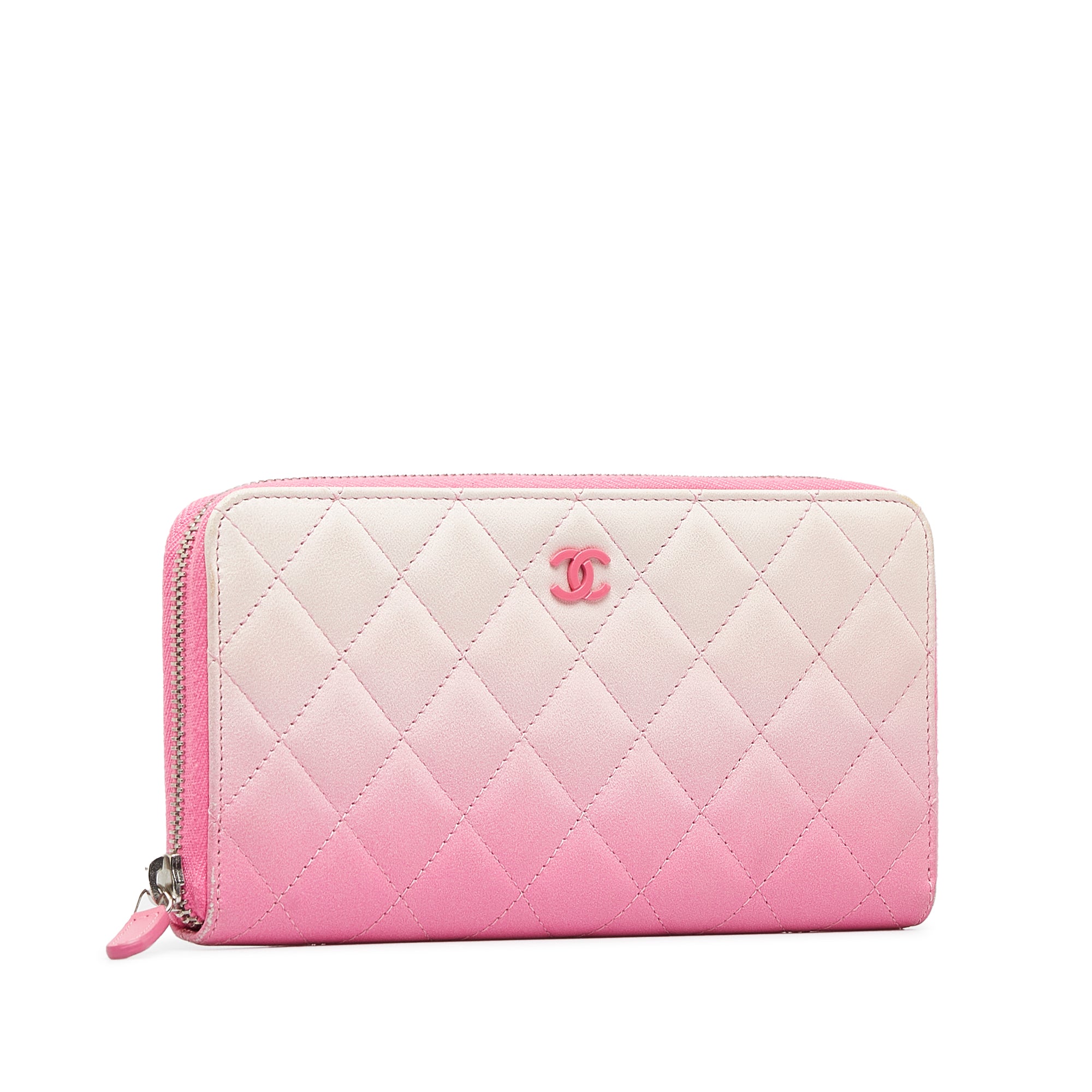 Chanel Pink Quilted Patent Leather L Yen Wallet