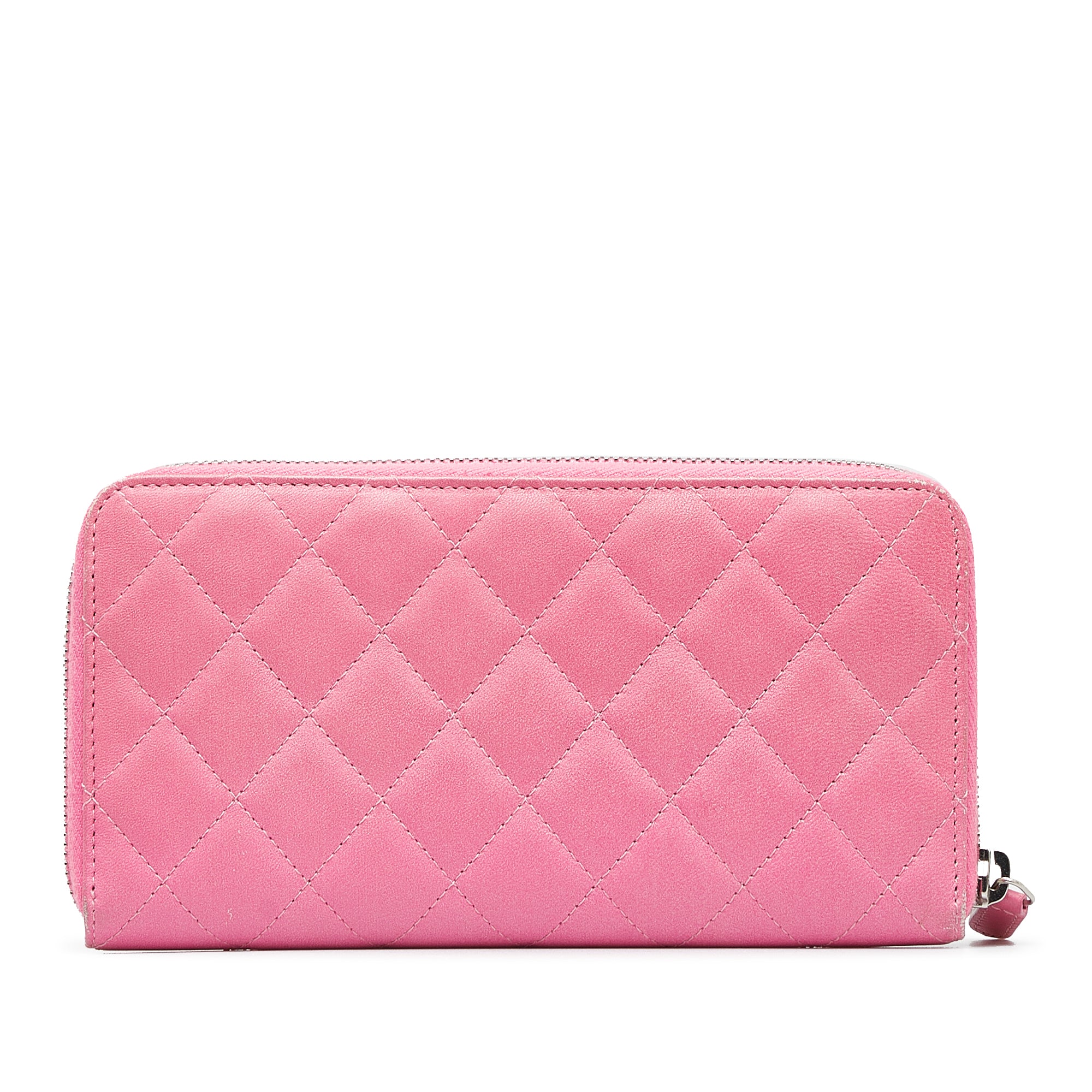 Chanel Pink Quilted Zip Wallet