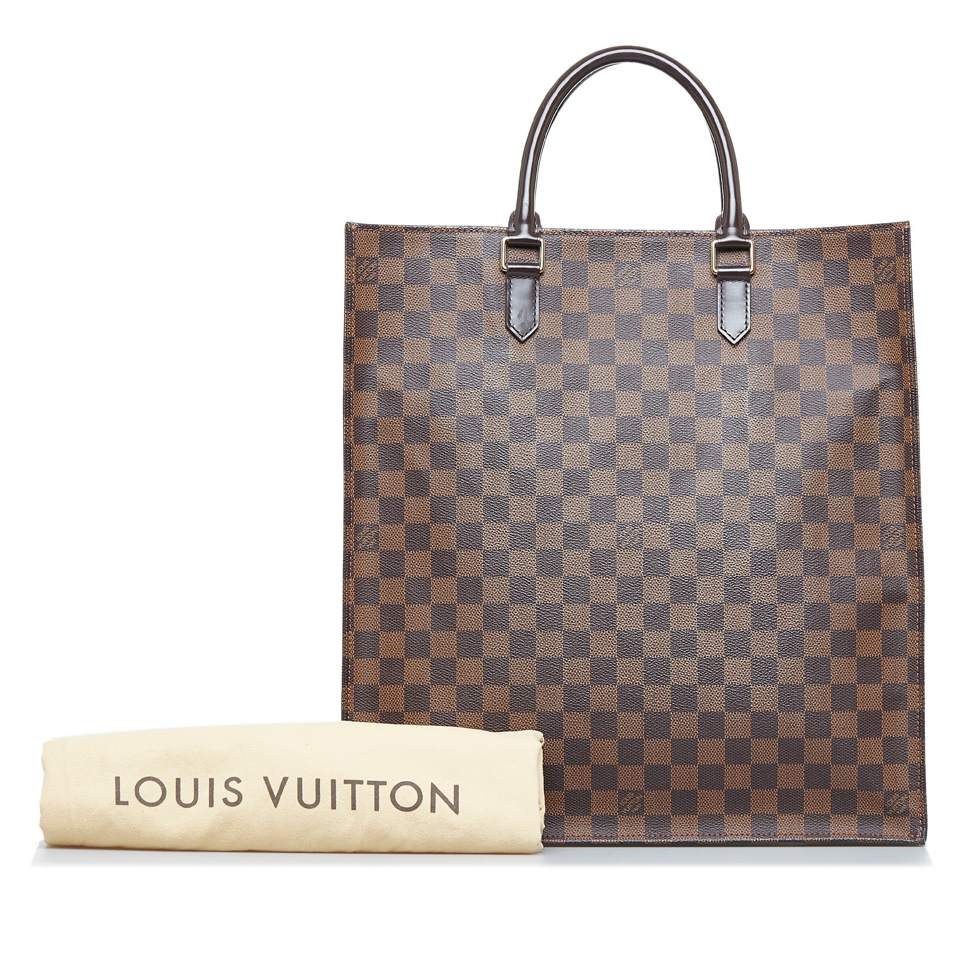 Brown Louis Vuitton Damier Ebene Sac Plat Tote Bag
